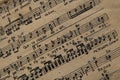 Musical score, Abstract music sheet on paper in newspaper Royalty Free Stock Photo