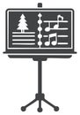 Musical score stand with Christmas and musical notes, vector illustration Royalty Free Stock Photo