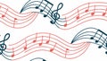 Musical Score with Wavy Lines Seamless Pattern, vector design Generative AI Royalty Free Stock Photo