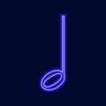 Musical Signs Neon Vector Icons Set. Musical Clef, down beat, sforzando, forte, piano signs.