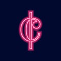 Musical Signs Neon Vector Icons Set. Musical Clef, down beat, sforzando, forte, piano signs.