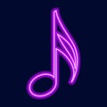 Musical Signs Neon Vector Icons Set. Musical Clef, down beat, sforzando, forte, piano signs.