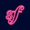 Musical Signs Neon Vector Icons Set. Musical Clef, down beat, sforzando, forte, piano signs.