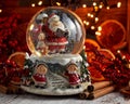 Musical Snow Globe with Santa Claus on bokeh background Royalty Free Stock Photo