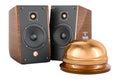 Musical Speakers with reception bell. 3D rendering