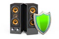 Musical speakers with shield, 3D rendering