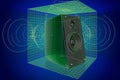 Musical Speakers, visualization 3d cad model, blueprint. 3D rendering