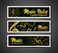 Musical staves vector illustration with music notes and symbols