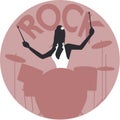 Musical style. Rock. Silhouette of girl playing the drums