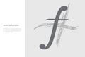 Musical symbol Forte on gray background. Design template for music banner or presentation. - Vector