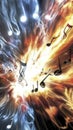 Musical symphony of fire and notes bursting outward Royalty Free Stock Photo