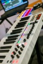 Musical synth keyboard and control buttons