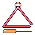 Musical triangle icon, cartoon style