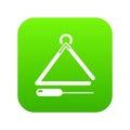 Musical triangle icon green vector