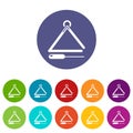 Musical triangle icons set vector color