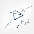 Musical triangle sketch line  design music instrument Royalty Free Stock Photo