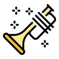 Musical trumpet icon color outline vector