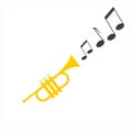 Musical trumpet icon on a white background