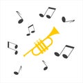 Musical trumpet icon on a white background Royalty Free Stock Photo