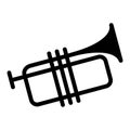 Musical trumpet solid icon. Trombone vector illustration isolated on white. Tube glyph style design, designed for web Royalty Free Stock Photo