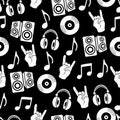 Musical vector background, music accessories seamless pattern Royalty Free Stock Photo