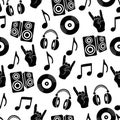 Musical vector background, music accessories seamless pattern Royalty Free Stock Photo