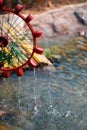 Musical water wheel, inventive traditional system to irrigate water while making a beautiful sound