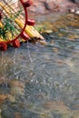 Musical water wheel, inventive traditional system to irrigate water while making a beautiful sound