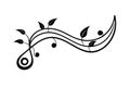 Musical Wave Line Decorated with Leaves Vector Artwork Royalty Free Stock Photo