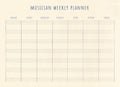 Musical weekly planner blank. Schedule, weekly overview, organizer. Hand drawn template Royalty Free Stock Photo