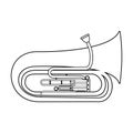 musical wind instrument trumpet black contour isolated vector illustration Royalty Free Stock Photo