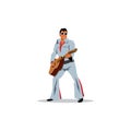 Musician artist with a guitar. Vector Illustration.