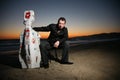 Musician on beach Royalty Free Stock Photo