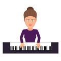 Musician behind a grand piano a illustration flat style