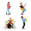 Musician characters with different musical instruments, vector Illustrations