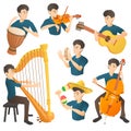 Musician concept set, cartoon style