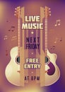 Musician concert show poster with acoustic guitar Royalty Free Stock Photo