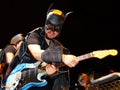 Musician in costume as Batman at parade, Ecuador