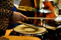 Musician drummer playing the drums Royalty Free Stock Photo