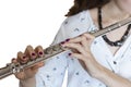 The Musician Flutist Girl Flute Player Isolated image Royalty Free Stock Photo