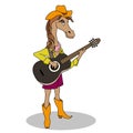 Musician funny horse plays guitar