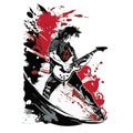 Musician with a guitar. Rock guitarist guitar player abstract vector illustration