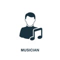 Musician icon. Monochrome style design from professions icon collection. UI. Pixel perfect simple pictogram musician icon. Web des Royalty Free Stock Photo