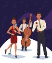 Musician with instruments and woman singer, Jazz music band design