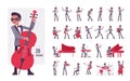 Musician, jazz man playing musical instruments, character set, pose sequences