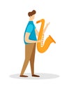 Musician Male Character Playing Saxophone. Soloist Royalty Free Stock Photo