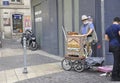 Avignon, 10th september: Man with Barrel Organ from Place du Change Square of Avignon in Provence France