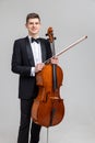 Musician man playing cello Royalty Free Stock Photo