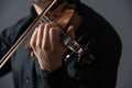 Musician man playing the violin. Musical instrument on performer Royalty Free Stock Photo