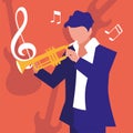 musician man trumpet playing instrument Royalty Free Stock Photo